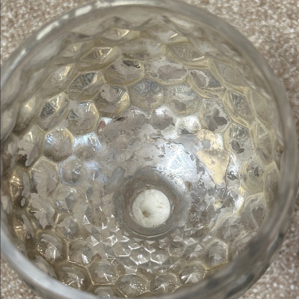 Smoked Glass Honeycomb Candle Holder on Pedestal Stem 12" tall goblet style - Picture 5 of 5
